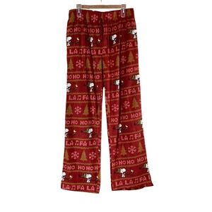 Peanuts Snoopy Woodstock Christmas Pajama Pants LG Flannel Lounge Sleepwear